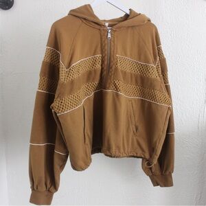 Free People movement brown/tan cropped pullover hoodie